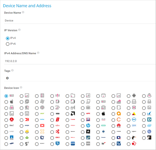 Device Name and Address Device Name and Address
