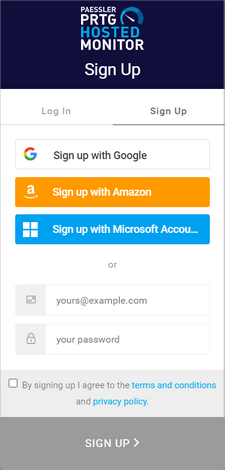 Sign Up to PRTG Hosted Monitor Sign Up to PRTG Hosted Monitor