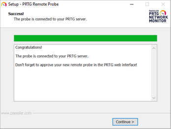 Remote Probe Setup Successful Remote Probe Setup Successful