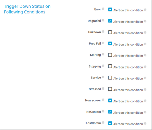 Trigger Down Status on Following Conditions Trigger Down Status on Following Conditions
